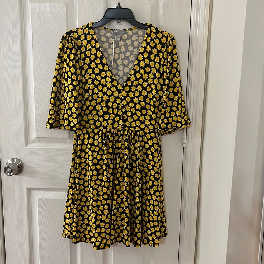 ASOS Never worn yellow flower mini dress